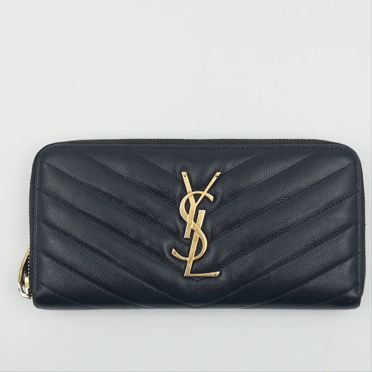 Pre-Owned Black Caviar Cassandre Zip Wallet