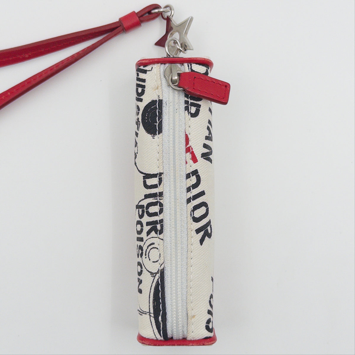 Pre-Owned White J'adior Canvas Lipstick Bag