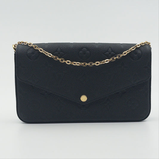 Pre-Owned Black Monogram Empreinte Leather Wallet on Chain