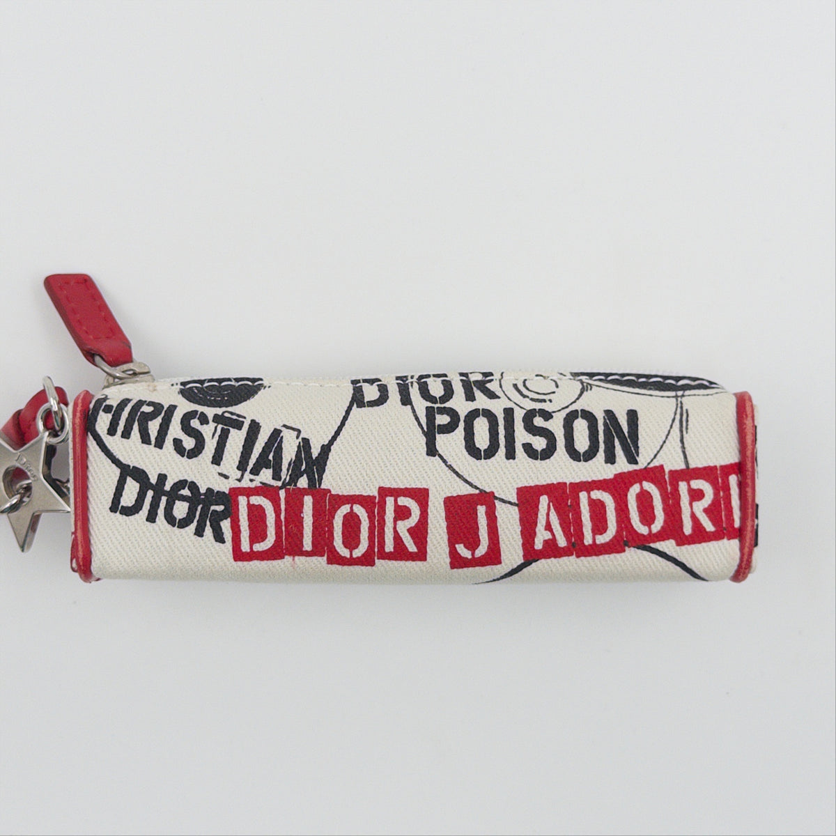 Pre-Owned White J'adior Canvas Lipstick Bag