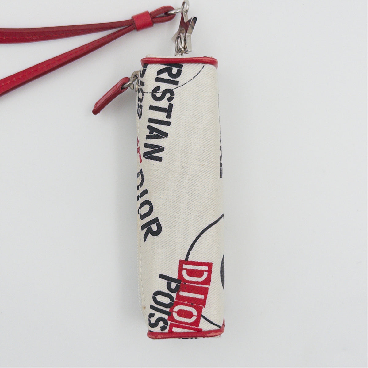 Pre-Owned White J'adior Canvas Lipstick Bag
