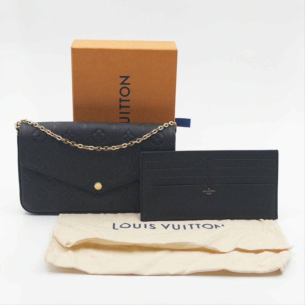 Pre-Owned Black Monogram Empreinte Leather Wallet on Chain