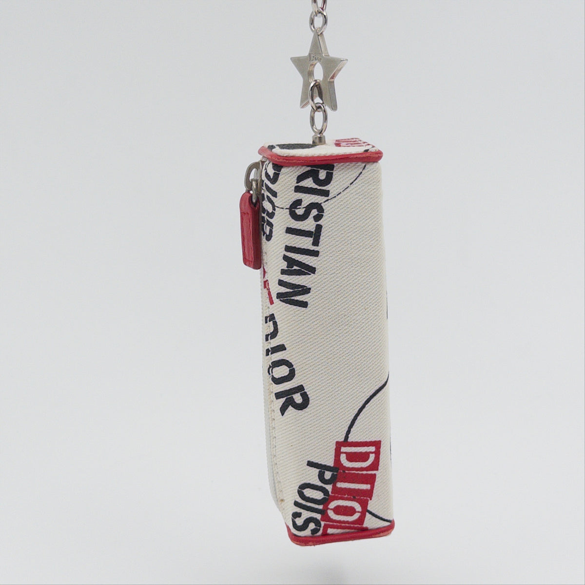 Pre-Owned White J'adior Canvas Lipstick Bag