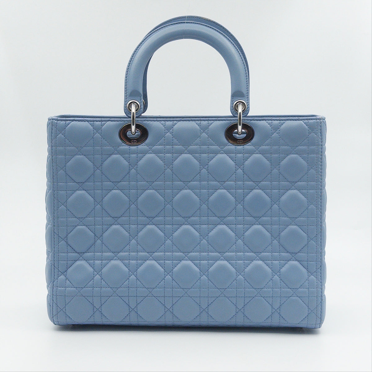 Pre-Owned Light Blue Large Lambskin Lady Dior