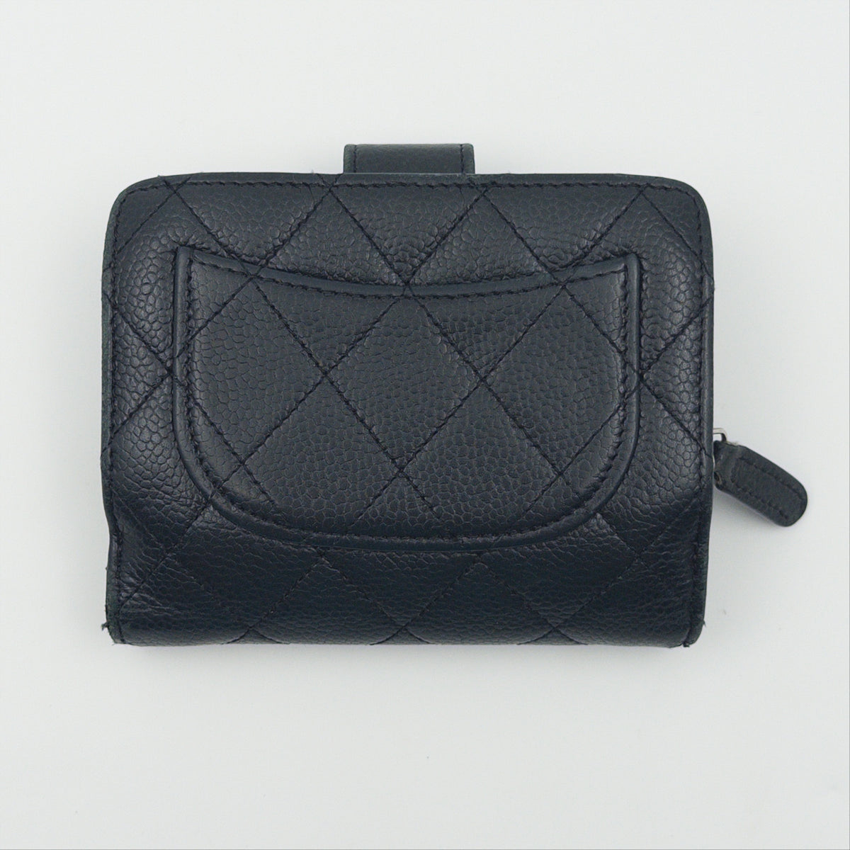 Pre-Owned Black Matelassé Caviar Leather Fold Wallet