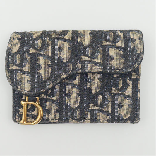 Pre-Owned Dior Oblique Canvas 'Saddle Bloom' Fold Wallet