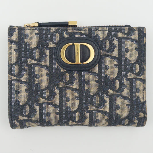 Pre-Owned Navy Oblique Canvas Wallet