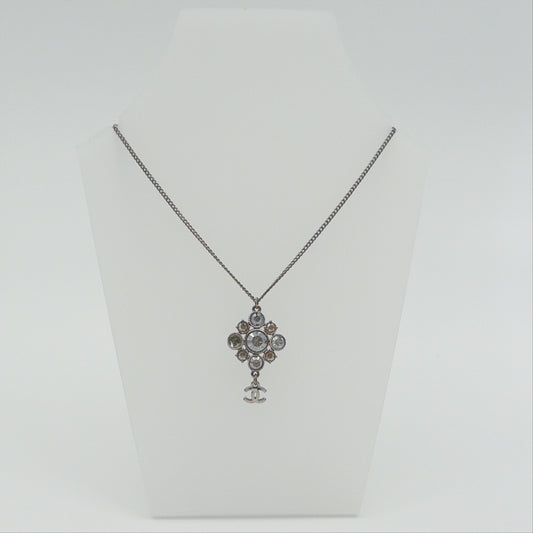 Pre-Owned Square Gemstone Silver-Tone Metal Necklace