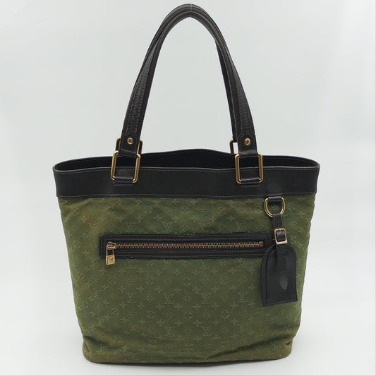Pre-Owned Green Mini Lin Canvas Handbag
