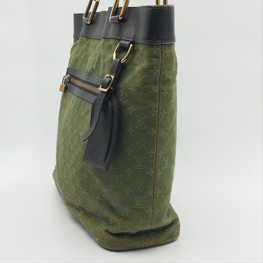 Pre-Owned Green Mini Lin Canvas Handbag