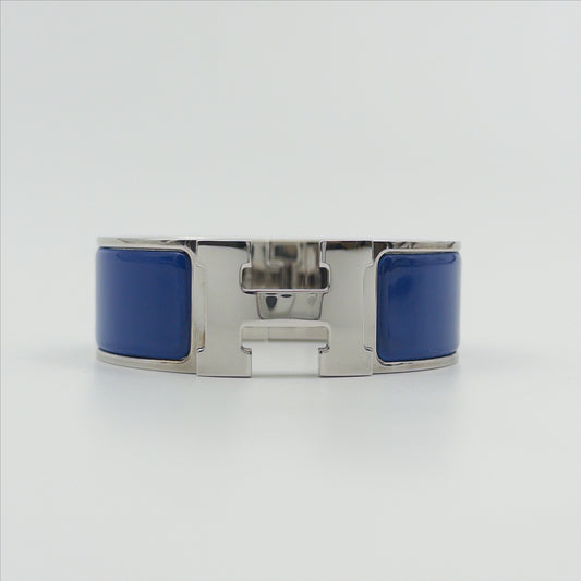 Pre-Owned Royal Blue Enamel Palladium-Plated Clic H Bracelet (PM)