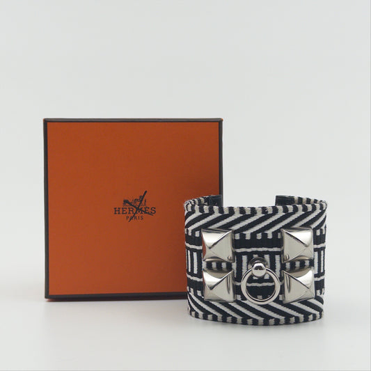 Pre-Owned Black/White Canvas/Leather Bracelet GM