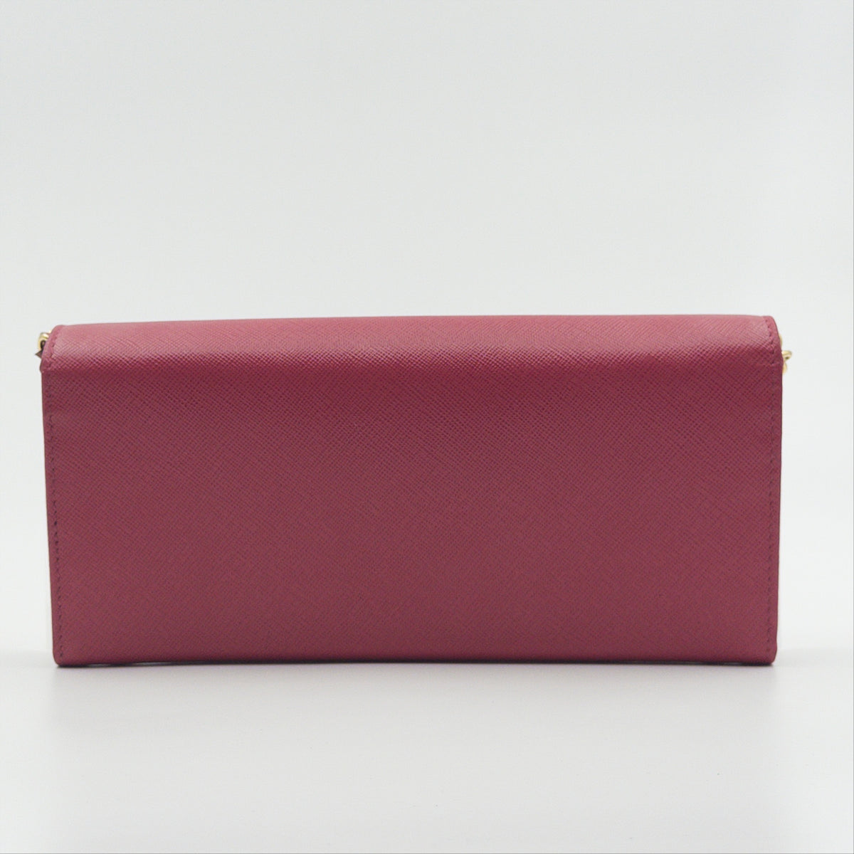 Pre-Owned Pink Saffiano Leather Wallet on Chain