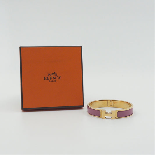 Pre-Owned Pink Gold-Plated Clic H Bracelet (PM)