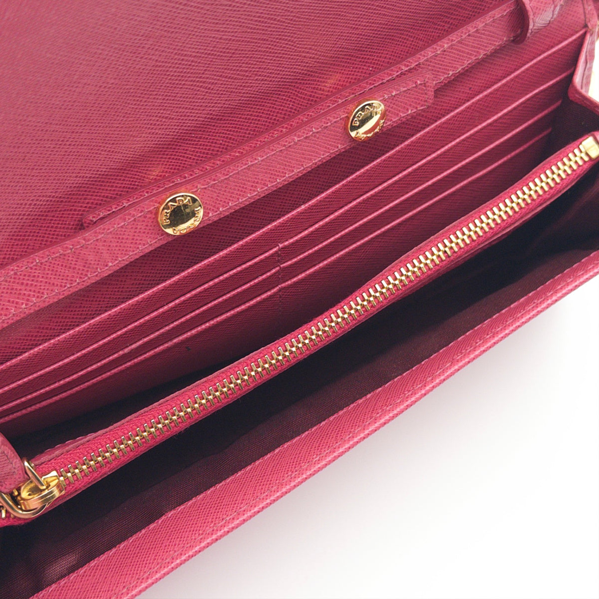 Pre-Owned Pink Saffiano Leather Wallet on Chain