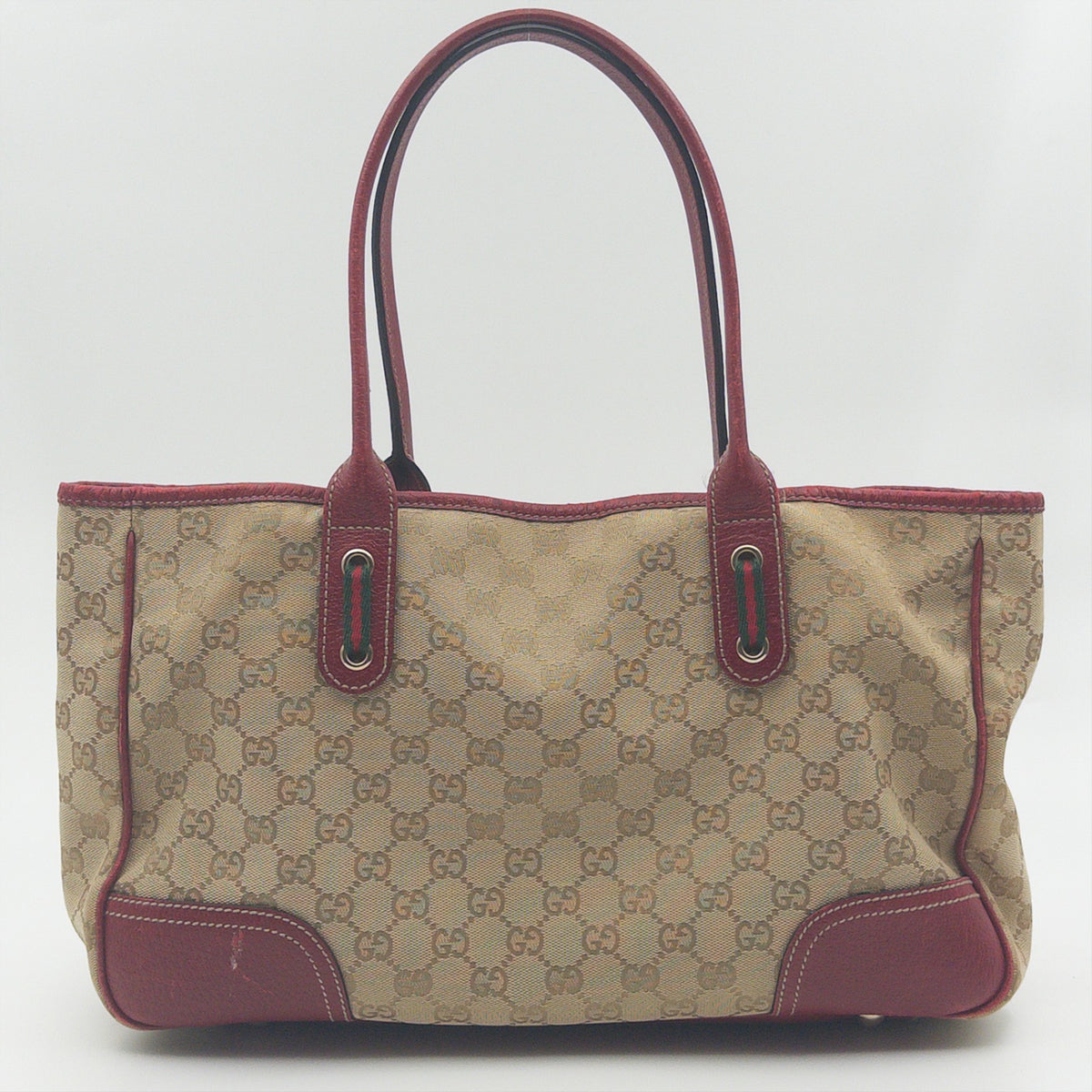 Pre-Owned Red/Beige GG Canvas Princy Shopper Tote