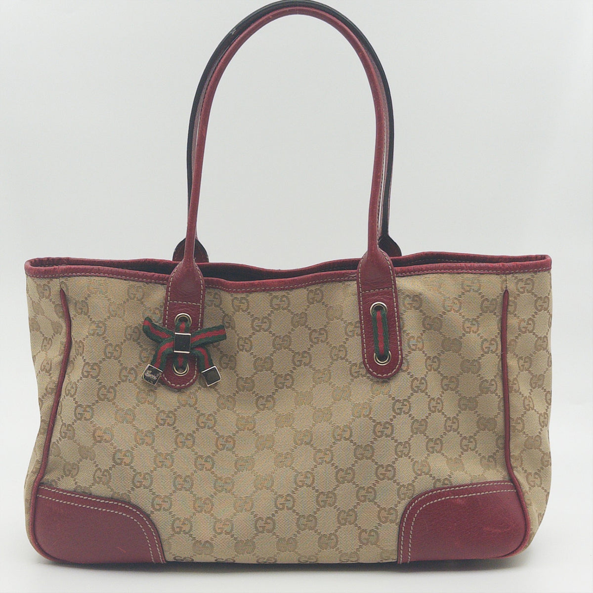 Pre-Owned Red/Beige GG Canvas Princy Shopper Tote