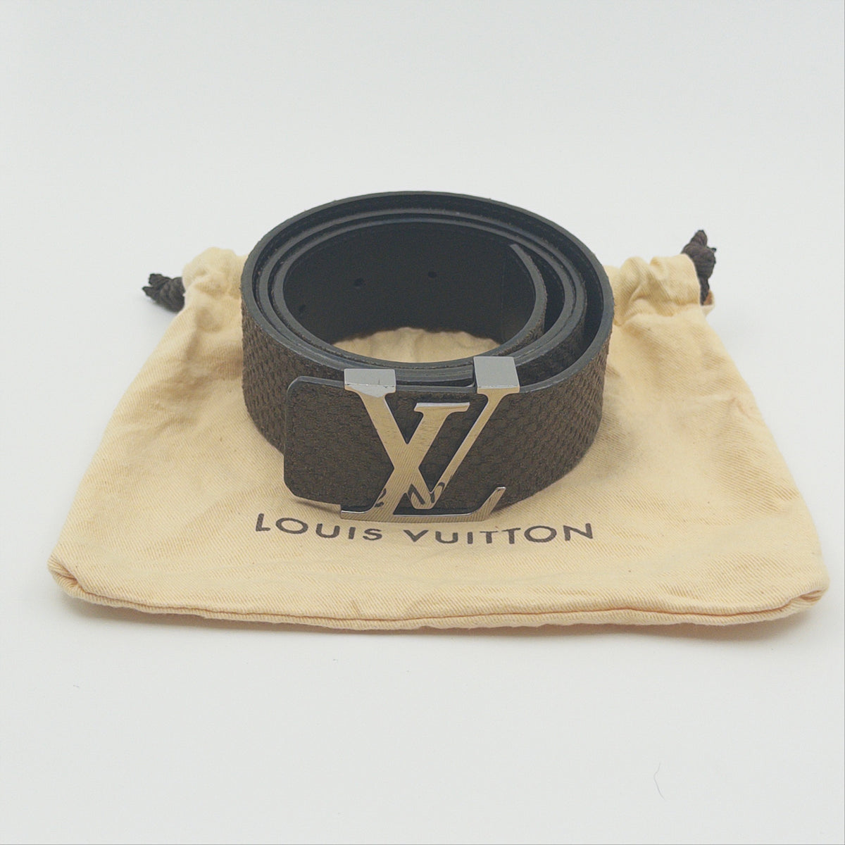 Pre-Owned Olive Green Leather Belt (85)