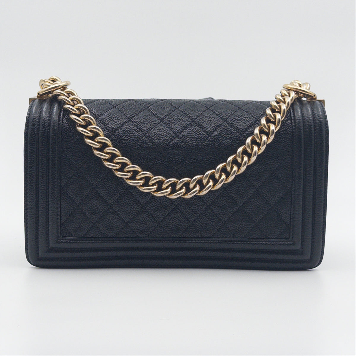 Pre-Owned Black 'Boy' Caviar Single Flap Crossbody Bag