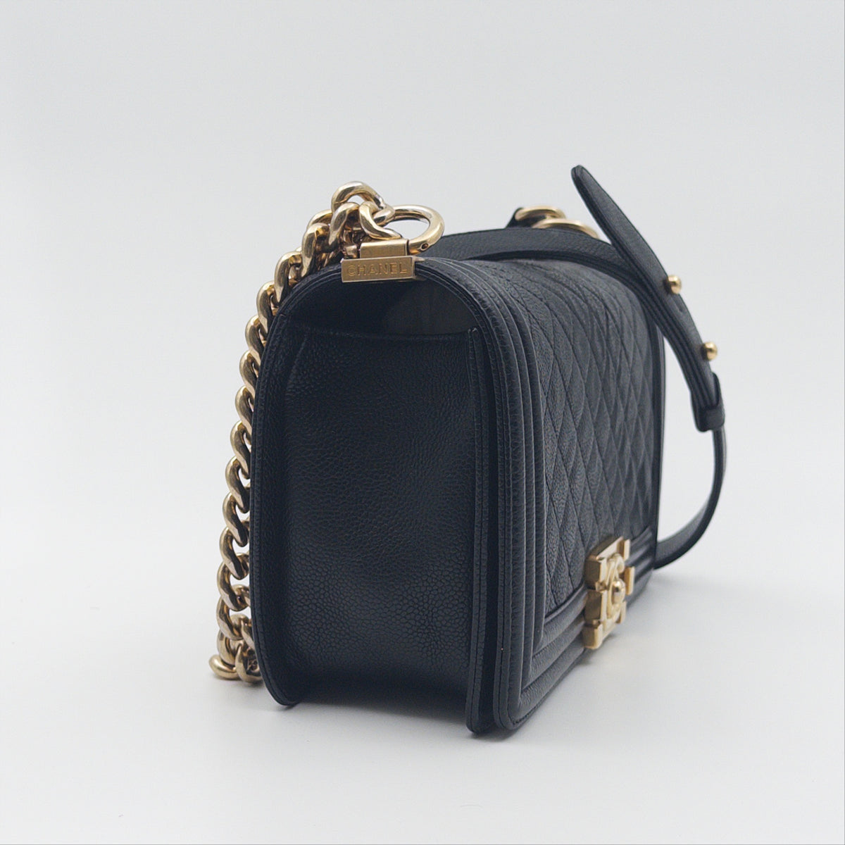 Pre-Owned Black 'Boy' Caviar Single Flap Crossbody Bag