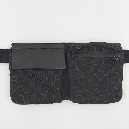 Pre-Owned Black GG Canvas Belt Bag