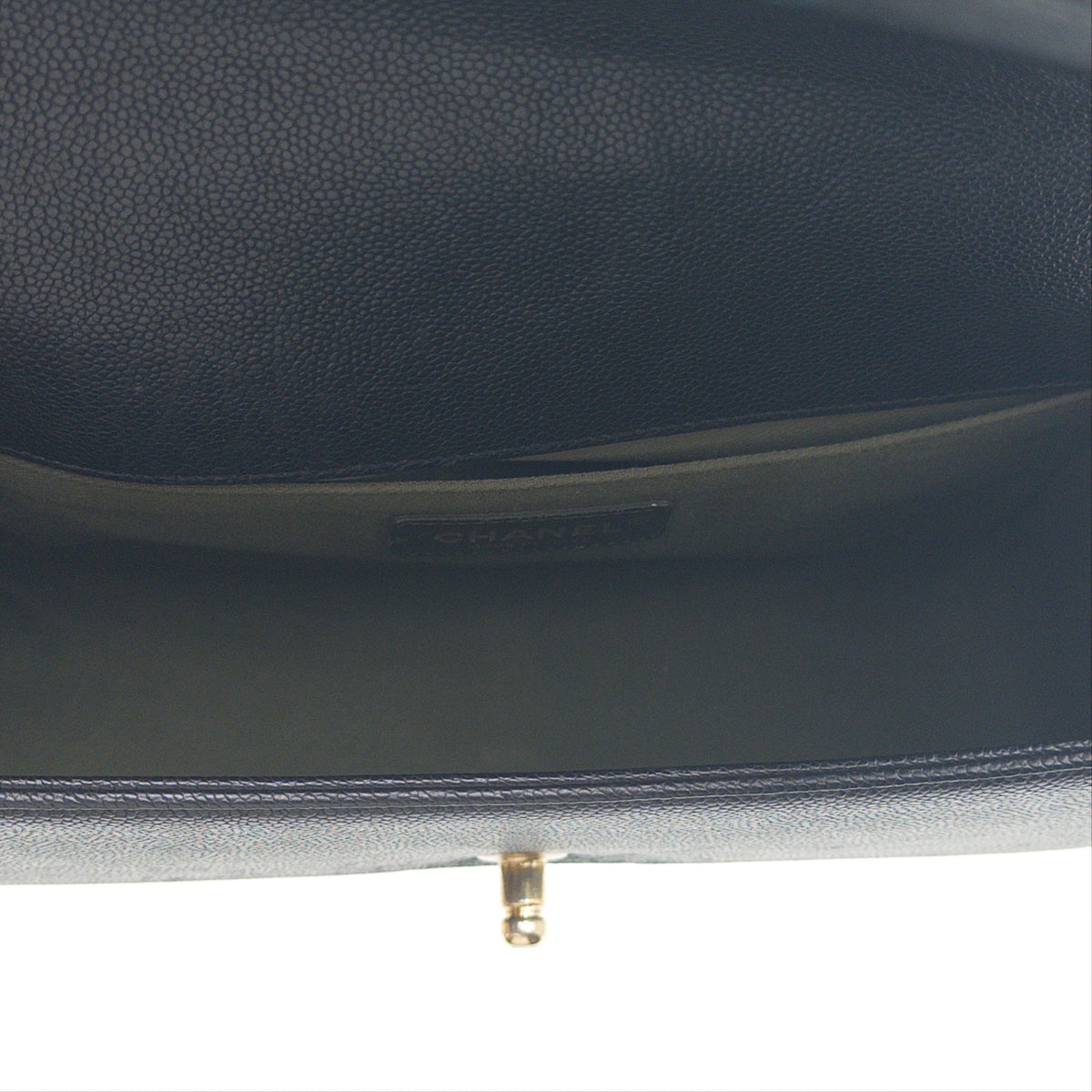 Pre-Owned Black 'Boy' Caviar Single Flap Crossbody Bag