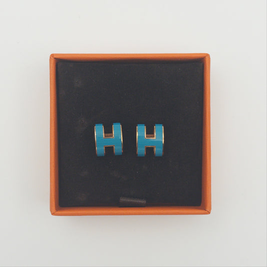 Pre-Owned Turquoise H Gold-Plated Earrings