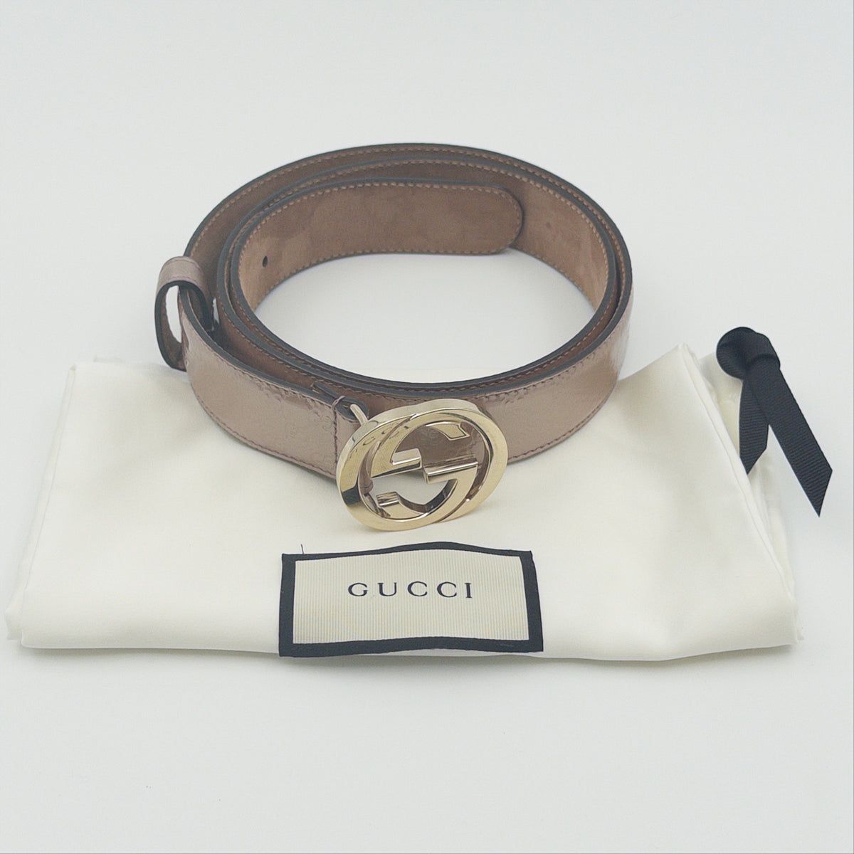 Pre-Owned Rose GG Patent Leather Belt (90)