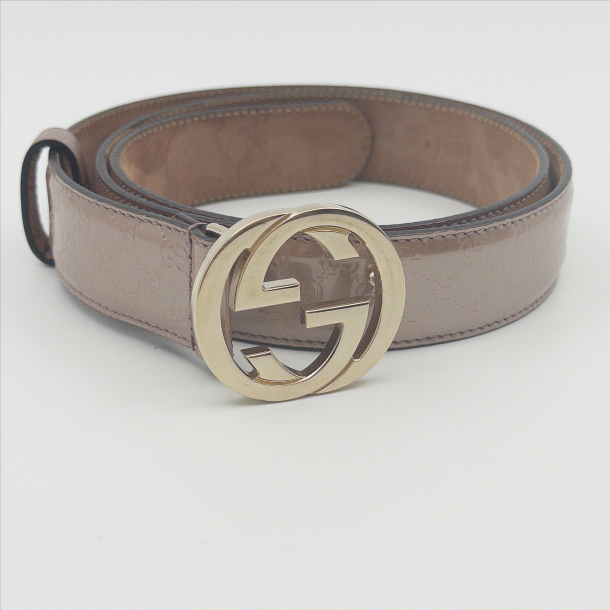 Pre-Owned Rose GG Patent Leather Belt (90)