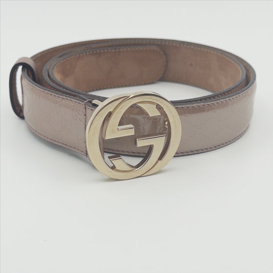 Pre-Owned Rose GG Patent Leather Belt (90)