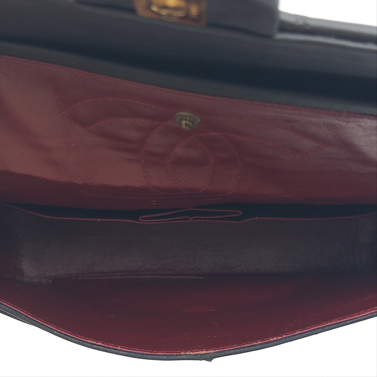 Pre-Owned Black Matelassé Lambskin Square Double Flap Shoulder Bag