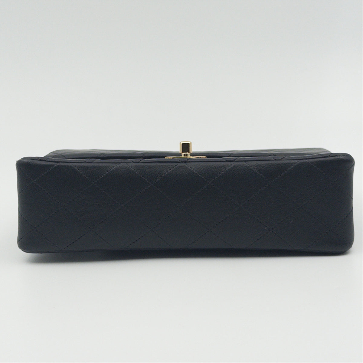 Pre-Owned Black Matelassé Lambskin Square Double Flap Shoulder Bag