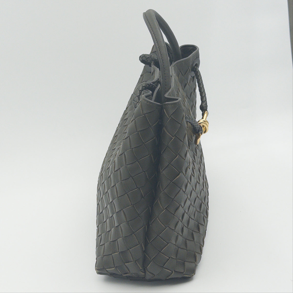 Pre-Owned Olive Green Intrecciato Medium Andiamo Bag