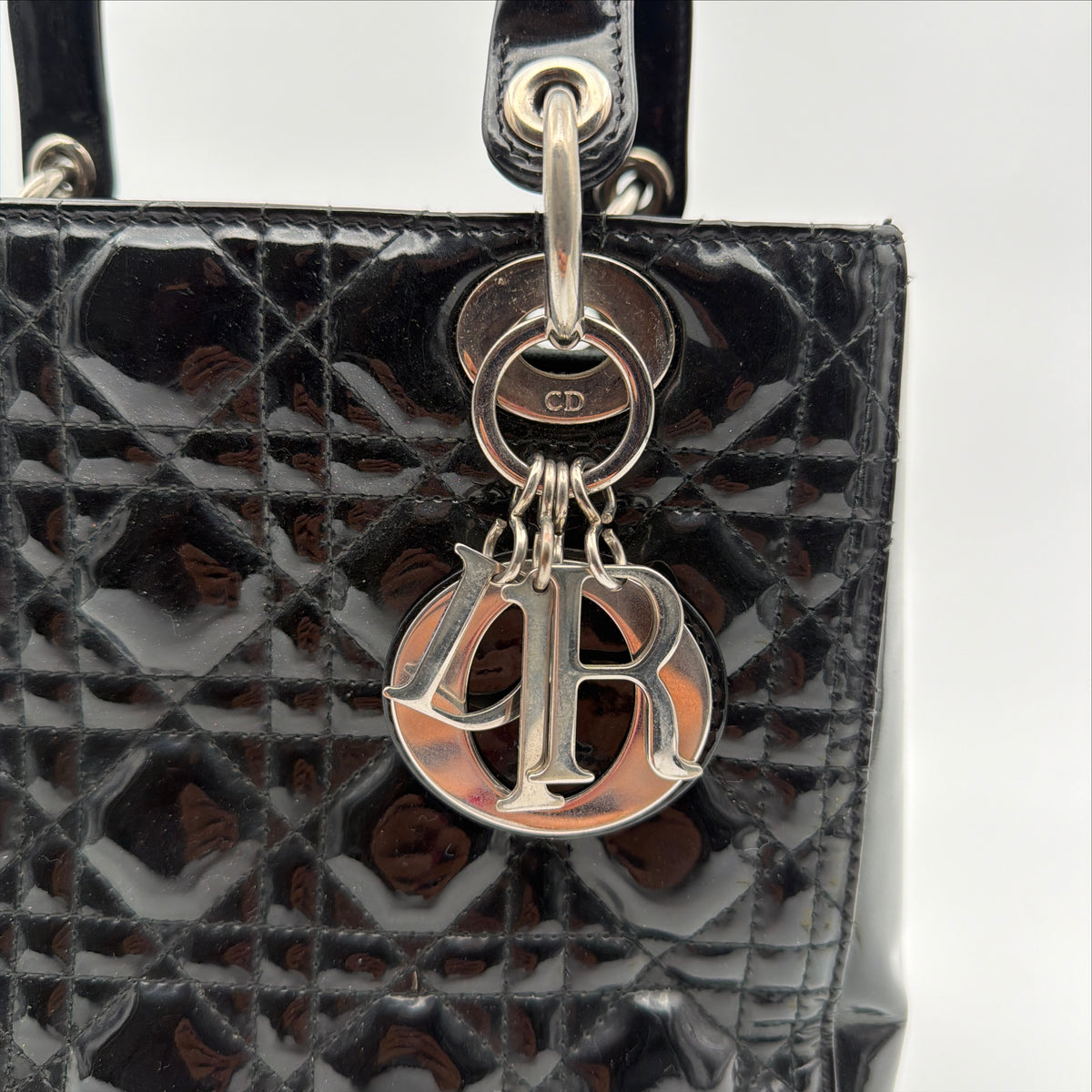 Pre-Owned Black Medium Patent Leather Lady Dior