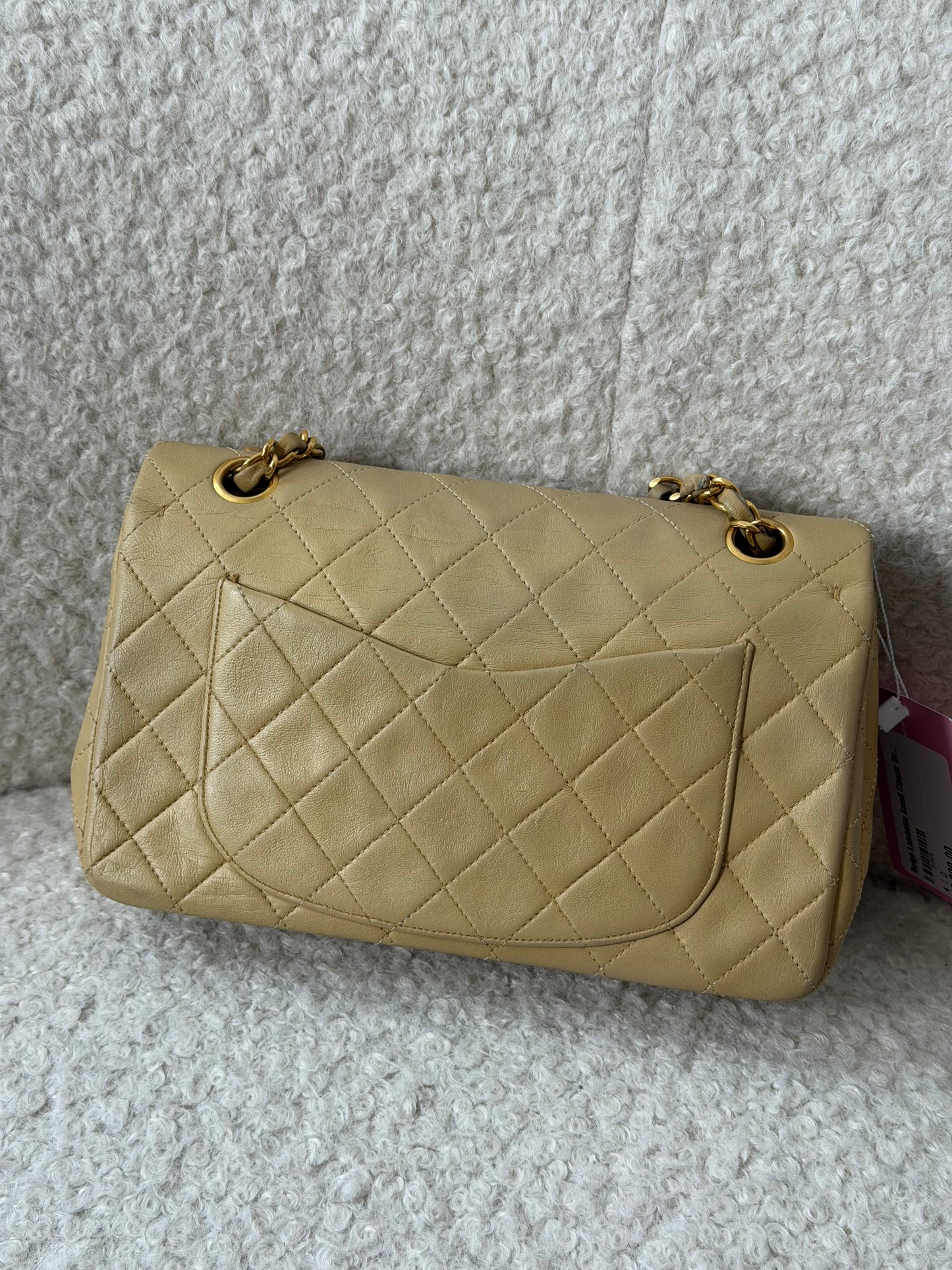Beige Lambskin Small Classic Double Flap 24KGHW