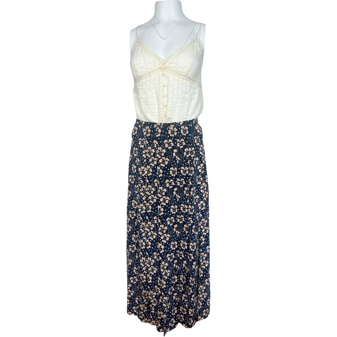 Rixo Navy Floral Skirt
