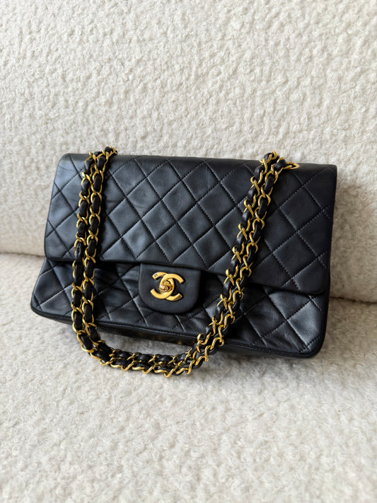 1994-96 Lambskin Medium Classic Double Flap 24K Gold Plated Hardware