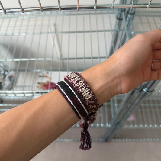 Pre-Owned Bordeaux Fabric Friendship Bracelets