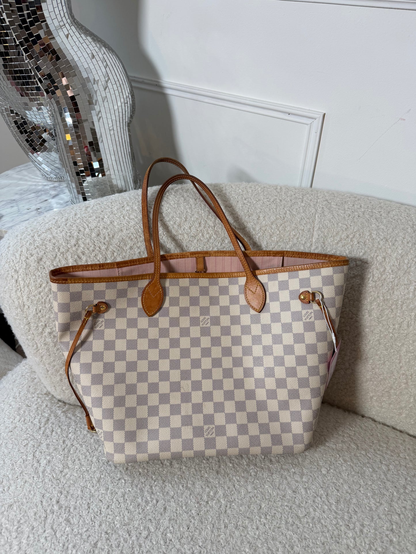 Pre-Owned Damier Azur Canvas Neverfull MM with Pouch