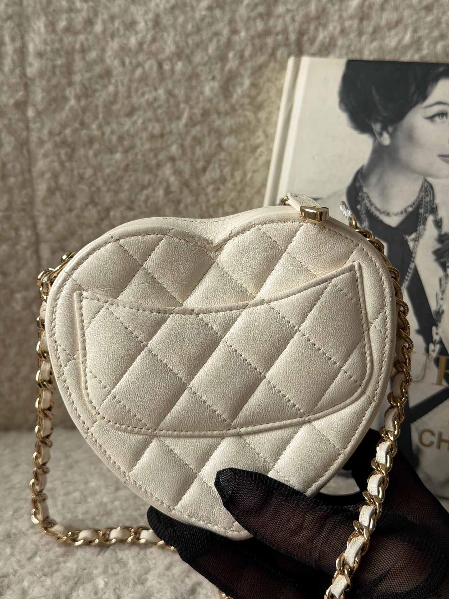 White Lambskin Mini Heart Crossbody