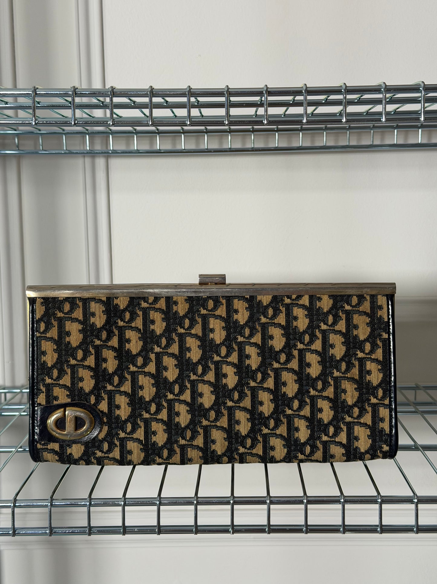 Pre-Owned Navy Trotter Canvas Clutch Bag