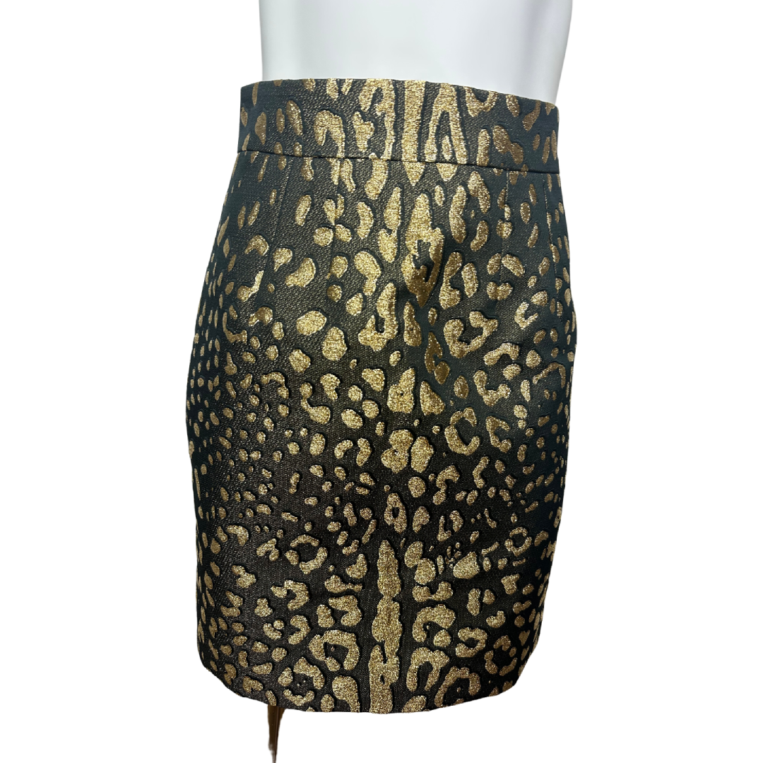 Dolce & Gabbana Gold Leopard Print Skirt