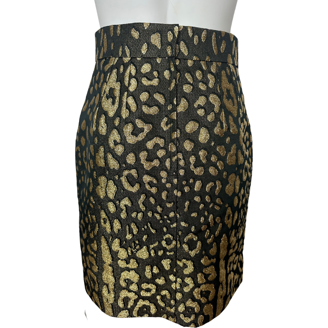 Dolce & Gabbana Gold Leopard Print Skirt