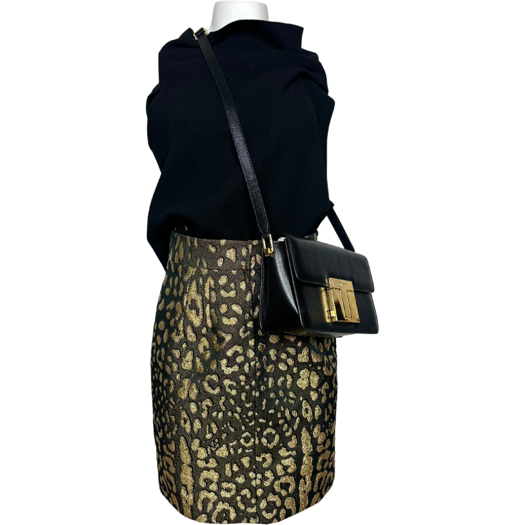 Dolce & Gabbana Gold Leopard Print Skirt