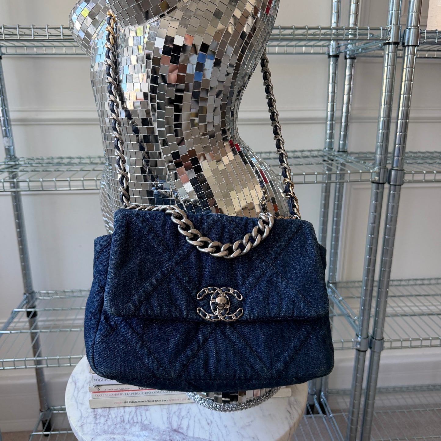 Pre-Owned Blue Denim 19 Crossbody Bag