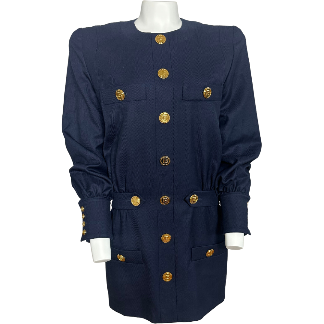 Balmain Navy Long Sleeve Dress