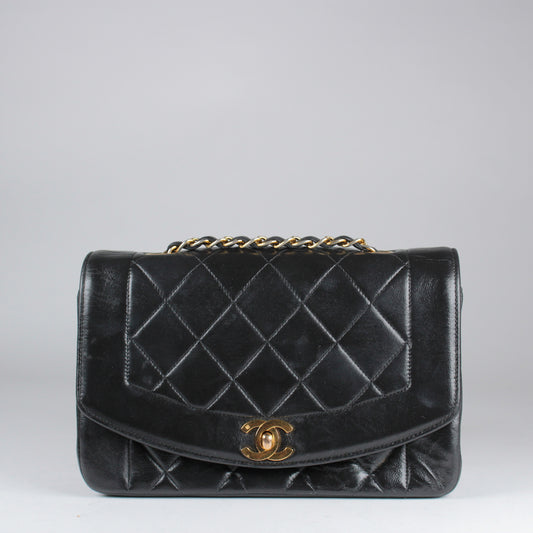 Diana Single Flap - Black Lambskin