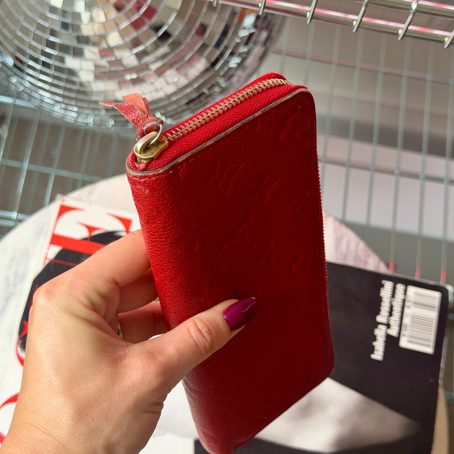 Pre-Owned Red Monogram Empreinte Leather Wallet