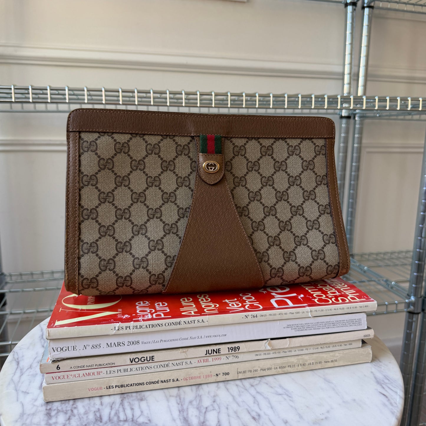 Pre-Owned GG Supreme Coated Canvas Clutch Bag