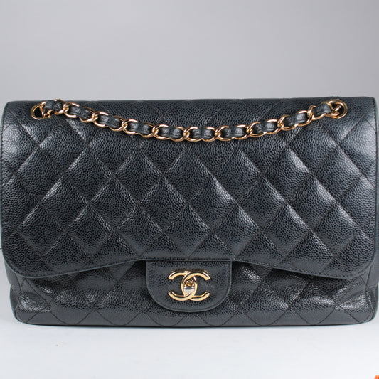 Jumbo Classic Flap - Black Caviar